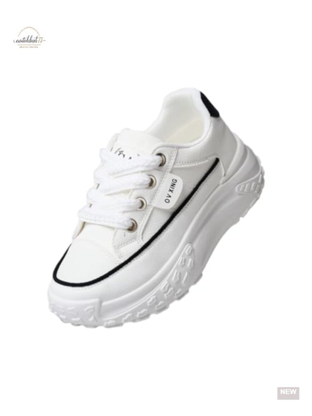 Chunky Platform Sneakers Women Non Slip Lace Up Faux Leather Running Shoes